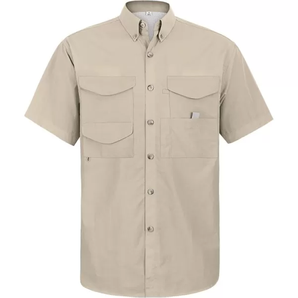 Alimens &amp; Gentle Short Sleeve Fishing Shirt Wicking Fabric Sun Protection Casual Button Down Shirts