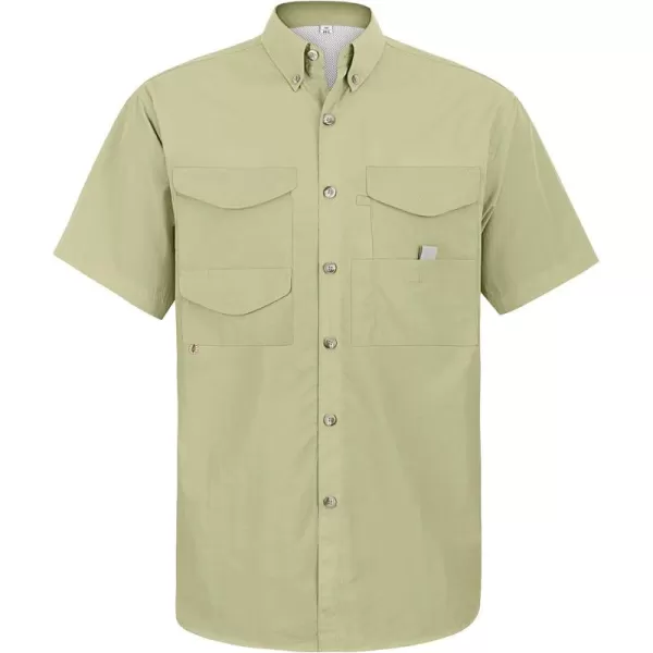 Alimens &amp; Gentle Short Sleeve Fishing Shirt Wicking Fabric Sun Protection Casual Button Down Shirts