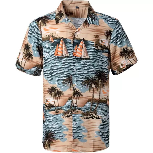 Alimens &amp; Gentle Cotton Regular Fit Short Sleeve Casual Hawaiian Shirt for Men