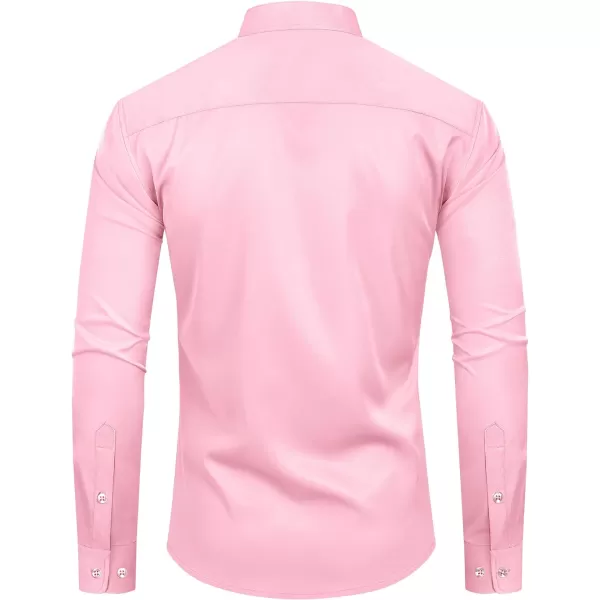 Alimens &amp; Gentle Men's Banded Collar Dress Shirts Wrinkle Free Long Sleeve Mandarin Collar Button Down Shirt