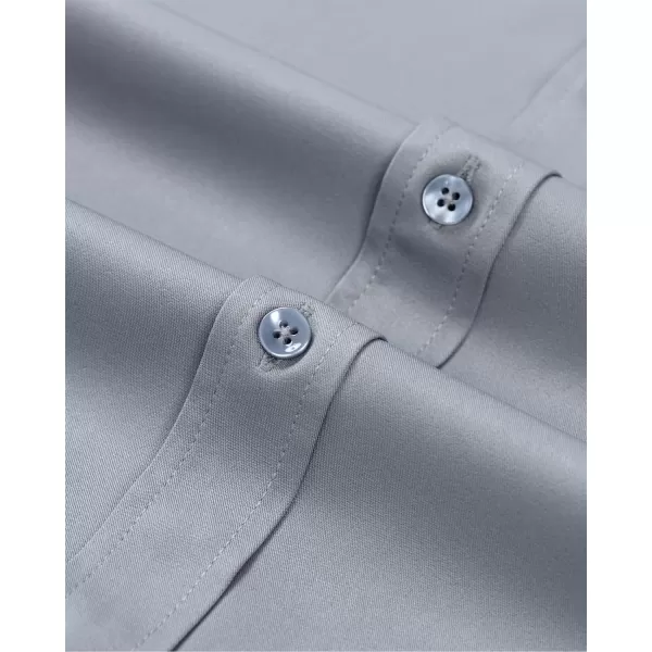Alimens &amp; Gentle Men's Banded Collar Dress Shirts Wrinkle Free Long Sleeve Mandarin Collar Button Down Shirt