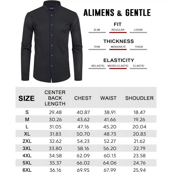 Alimens &amp; Gentle Men's Banded Collar Dress Shirts Wrinkle Free Long Sleeve Mandarin Collar Button Down Shirt