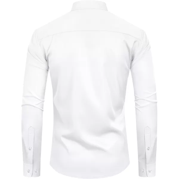 Alimens &amp; Gentle Men's Banded Collar Dress Shirts Wrinkle Free Long Sleeve Mandarin Collar Button Down Shirt
