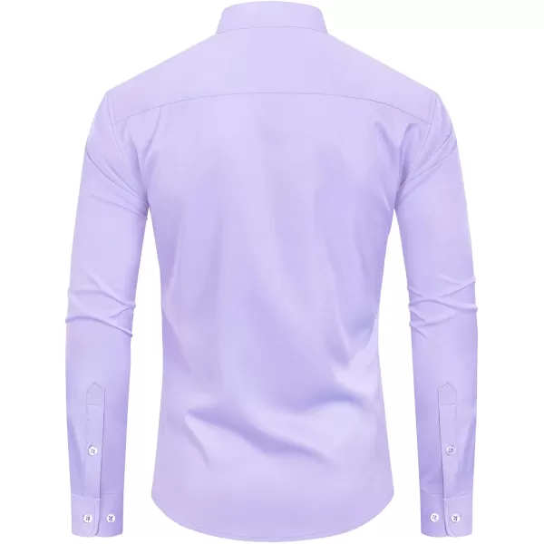 Alimens &amp; Gentle Men's Banded Collar Dress Shirts Wrinkle Free Long Sleeve Mandarin Collar Button Down Shirt