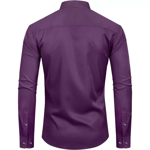Alimens &amp; Gentle Men's Banded Collar Dress Shirts Wrinkle Free Long Sleeve Mandarin Collar Button Down Shirt