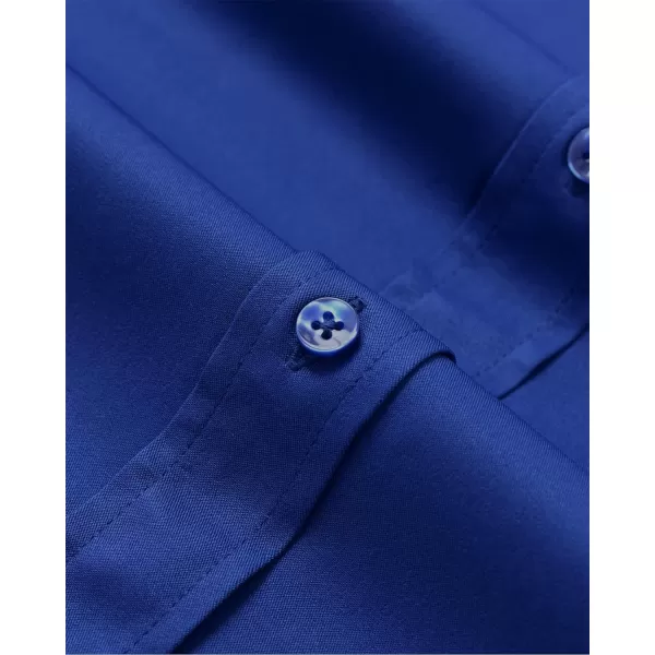 Alimens &amp; Gentle Men's Banded Collar Dress Shirts Wrinkle Free Long Sleeve Mandarin Collar Button Down Shirt