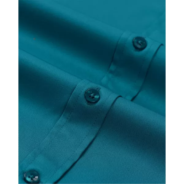 Alimens &amp; Gentle Men's Banded Collar Dress Shirts Wrinkle Free Long Sleeve Mandarin Collar Button Down Shirt