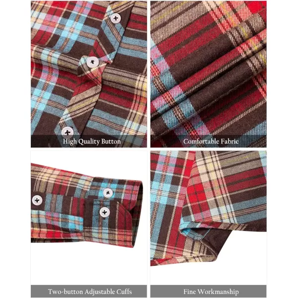Alimens &amp; Gentle Men's Button Down Regular Fit Long Sleeve Plaid Flannel Casual Shirts