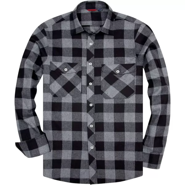 Alimens &amp; Gentle Men's Button Down Regular Fit Long Sleeve Plaid Flannel Casual Shirts