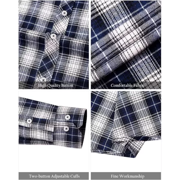 Alimens &amp; Gentle Men's Button Down Regular Fit Long Sleeve Plaid Flannel Casual Shirts