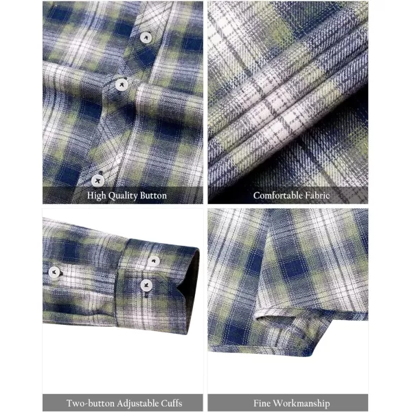 Alimens &amp; Gentle Men's Button Down Regular Fit Long Sleeve Plaid Flannel Casual Shirts