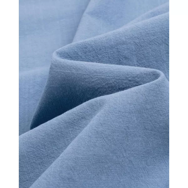 Alimens &amp; Gentle Men's Cotton Linen Shirts Long Sleeve Button Down Shirt Band Collar Beach Shirts