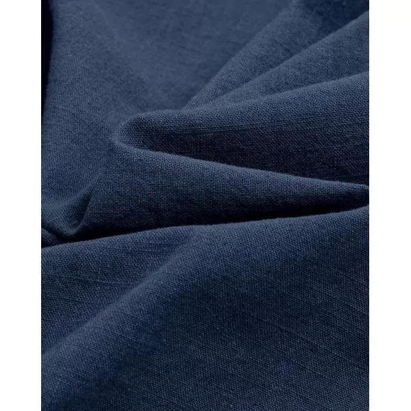 Alimens &amp; Gentle Men's Cotton Linen Shirts Long Sleeve Button Down Shirt Band Collar Beach Shirts