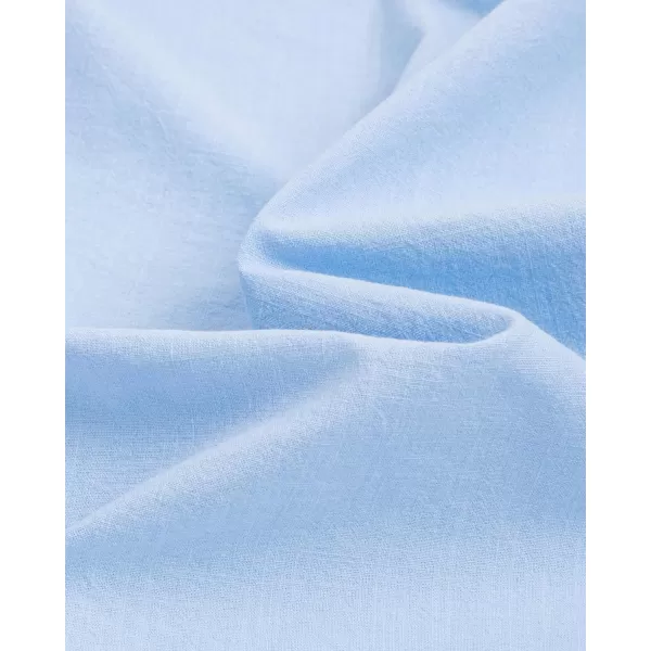Alimens &amp; Gentle Men's Cotton Linen Shirts Long Sleeve Button Down Shirt Band Collar Beach Shirts