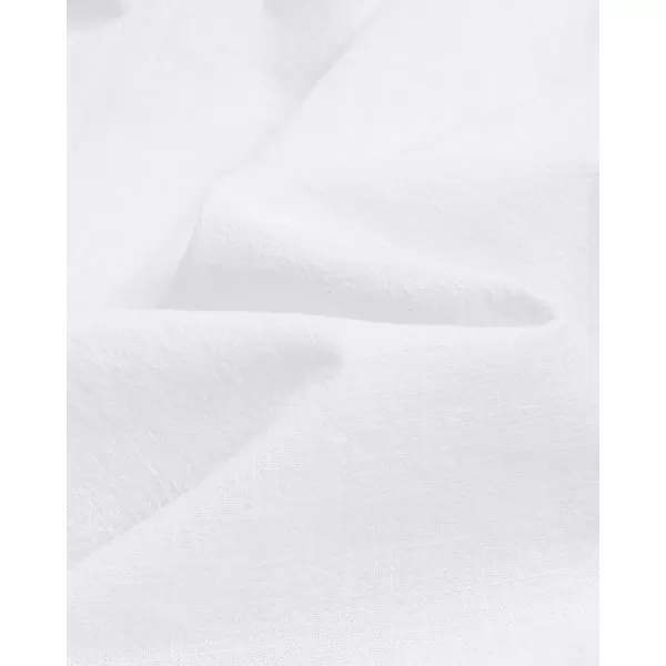 Alimens &amp; Gentle Men's Cotton Linen Shirts Long Sleeve Button Down Shirt Band Collar Beach Shirts