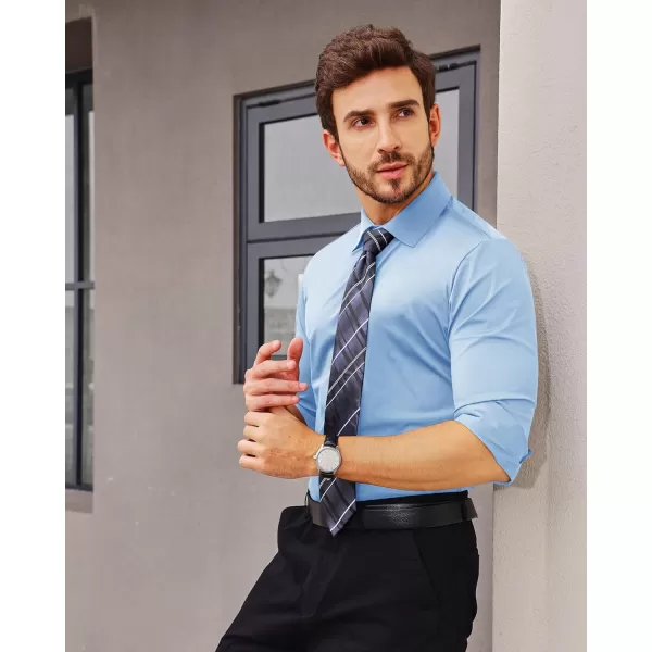 Alimens &amp; Gentle Men's Dress Shirts 16-Way Stretch Slim Fit Long Sleeve Button Down Shirts Wrinkle Free Traveler Shirts