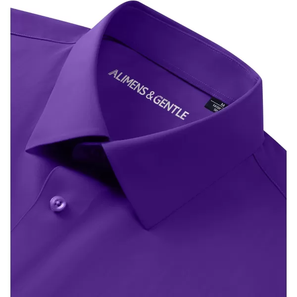 Alimens &amp; Gentle Men's Dress Shirts 16-Way Stretch Slim Fit Long Sleeve Button Down Shirts Wrinkle Free Traveler Shirts