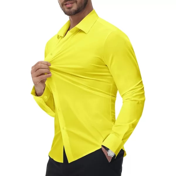 Alimens &amp; Gentle Men's Dress Shirts 16-Way Stretch Slim Fit Long Sleeve Button Down Shirts Wrinkle Free Traveler Shirts