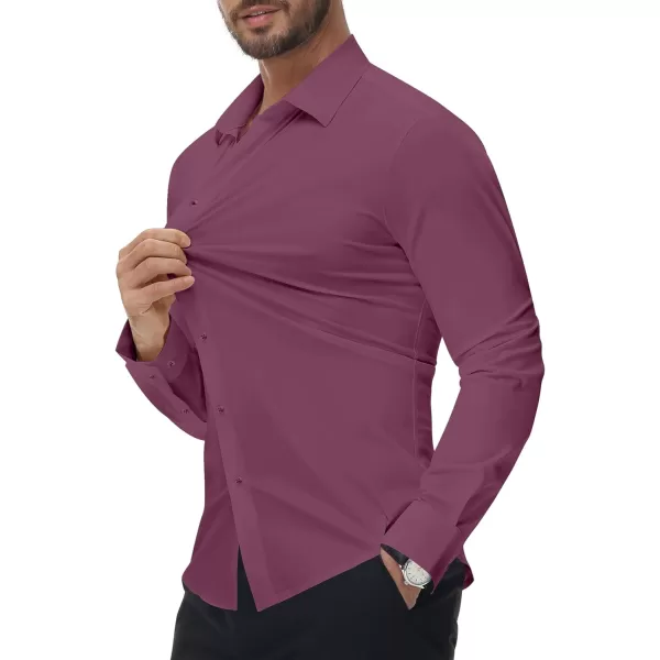 Alimens &amp; Gentle Men's Dress Shirts 16-Way Stretch Slim Fit Long Sleeve Button Down Shirts Wrinkle Free Traveler Shirts