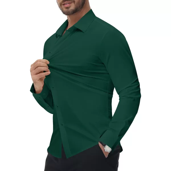 Alimens &amp; Gentle Men's Dress Shirts 16-Way Stretch Slim Fit Long Sleeve Button Down Shirts Wrinkle Free Traveler Shirts