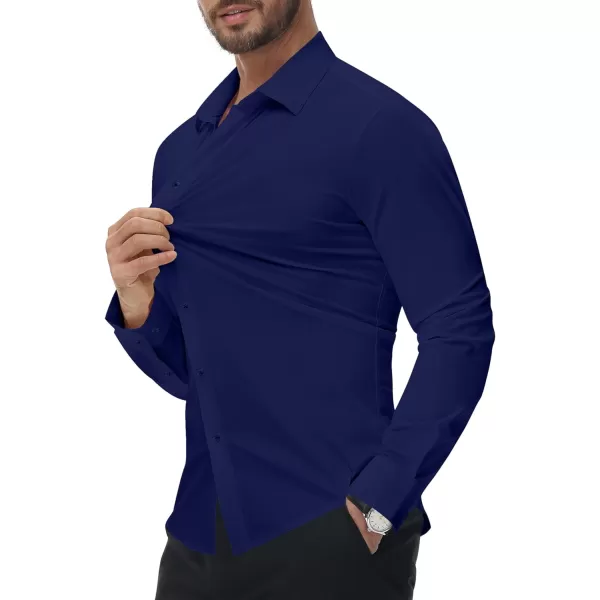 Alimens &amp; Gentle Men's Dress Shirts 16-Way Stretch Slim Fit Long Sleeve Button Down Shirts Wrinkle Free Traveler Shirts
