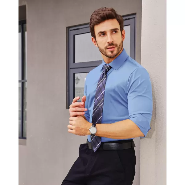 Alimens &amp; Gentle Men's Dress Shirts 16-Way Stretch Slim Fit Long Sleeve Button Down Shirts Wrinkle Free Traveler Shirts