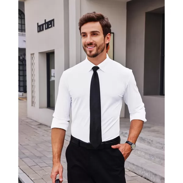 Alimens &amp; Gentle Men's Dress Shirts 16-Way Stretch Slim Fit Long Sleeve Button Down Shirts Wrinkle Free Traveler Shirts