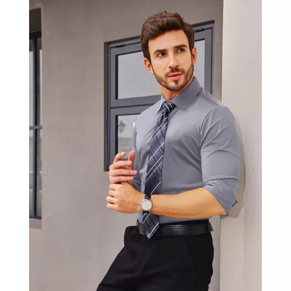 Alimens &amp; Gentle Men's Dress Shirts 16-Way Stretch Slim Fit Long Sleeve Button Down Shirts Wrinkle Free Traveler Shirts