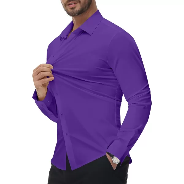 Alimens &amp; Gentle Men's Dress Shirts 16-Way Stretch Slim Fit Long Sleeve Button Down Shirts Wrinkle Free Traveler Shirts