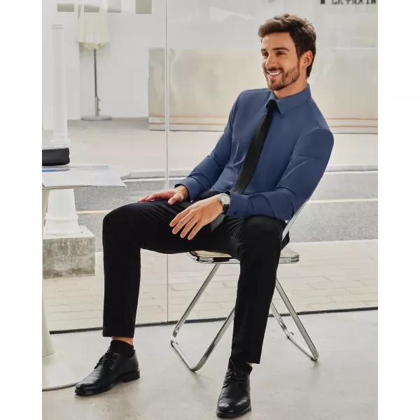Alimens &amp; Gentle Men's Dress Shirts 16-Way Stretch Slim Fit Long Sleeve Button Down Shirts Wrinkle Free Traveler Shirts