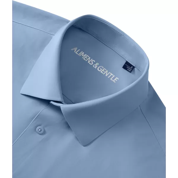 Alimens &amp; Gentle Men's Dress Shirts 16-Way Stretch Slim Fit Long Sleeve Button Down Shirts Wrinkle Free Traveler Shirts