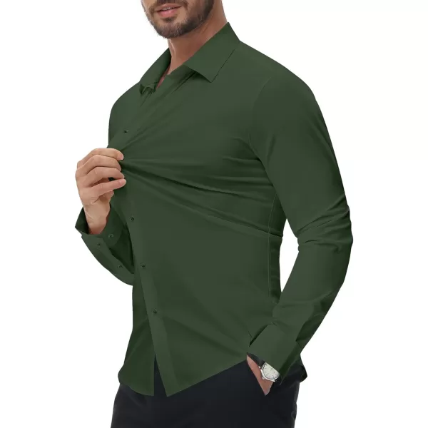 Alimens &amp; Gentle Men's Dress Shirts 16-Way Stretch Slim Fit Long Sleeve Button Down Shirts Wrinkle Free Traveler Shirts