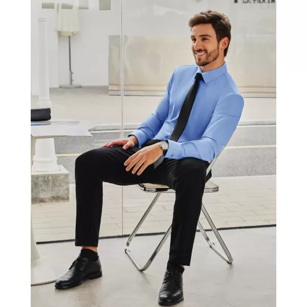 Alimens &amp; Gentle Men's Dress Shirts 16-Way Stretch Slim Fit Long Sleeve Button Down Shirts Wrinkle Free Traveler Shirts