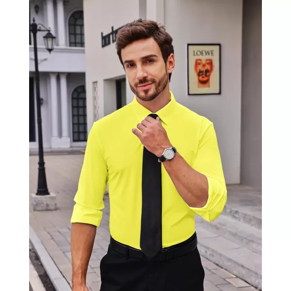 Alimens &amp; Gentle Men's Dress Shirts 16-Way Stretch Slim Fit Long Sleeve Button Down Shirts Wrinkle Free Traveler Shirts
