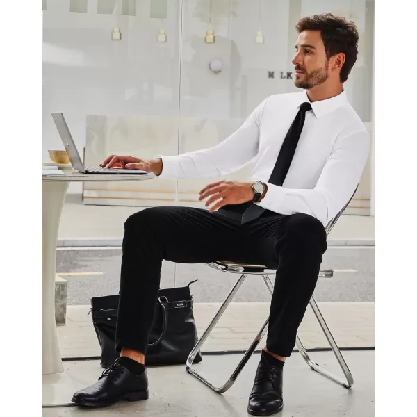 Alimens &amp; Gentle Men's Dress Shirts 16-Way Stretch Slim Fit Long Sleeve Button Down Shirts Wrinkle Free Traveler Shirts