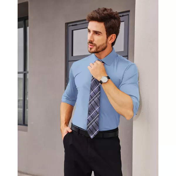 Alimens &amp; Gentle Men's Dress Shirts 16-Way Stretch Slim Fit Long Sleeve Button Down Shirts Wrinkle Free Traveler Shirts