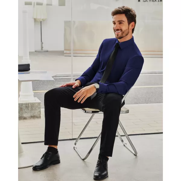 Alimens &amp; Gentle Men's Dress Shirts 16-Way Stretch Slim Fit Long Sleeve Button Down Shirts Wrinkle Free Traveler Shirts