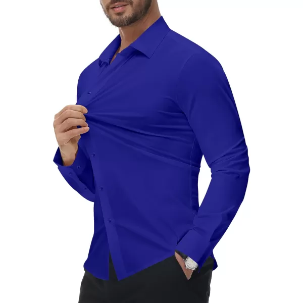 Alimens &amp; Gentle Men's Dress Shirts 16-Way Stretch Slim Fit Long Sleeve Button Down Shirts Wrinkle Free Traveler Shirts