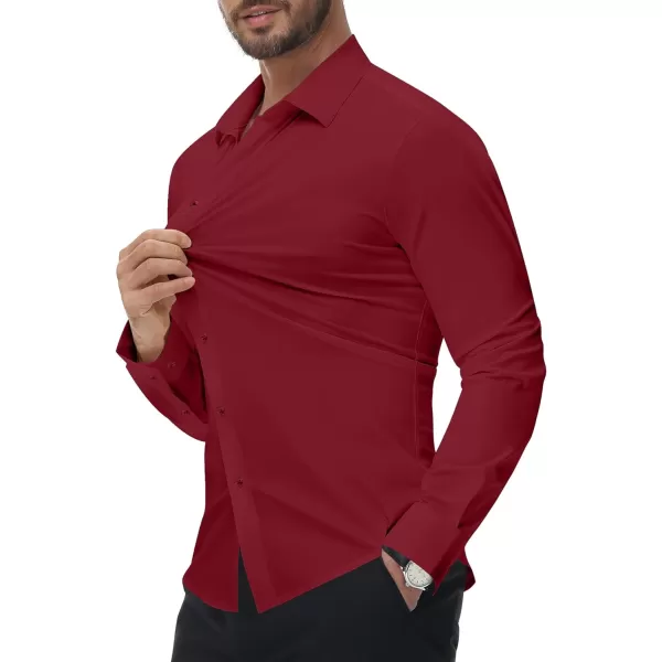 Alimens &amp; Gentle Men's Dress Shirts 16-Way Stretch Slim Fit Long Sleeve Button Down Shirts Wrinkle Free Traveler Shirts