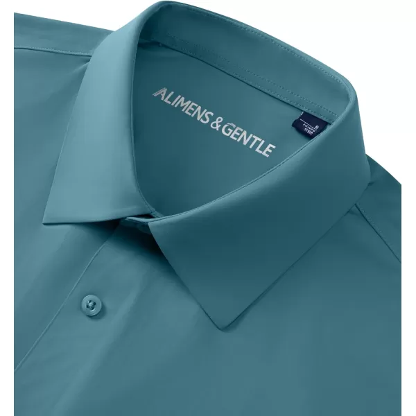 Alimens &amp; Gentle Men's Dress Shirts 16-Way Stretch Slim Fit Long Sleeve Button Down Shirts Wrinkle Free Traveler Shirts