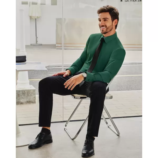 Alimens &amp; Gentle Men's Dress Shirts 16-Way Stretch Slim Fit Long Sleeve Button Down Shirts Wrinkle Free Traveler Shirts