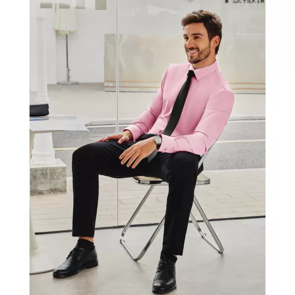 Alimens &amp; Gentle Men's Dress Shirts 16-Way Stretch Slim Fit Long Sleeve Button Down Shirts Wrinkle Free Traveler Shirts