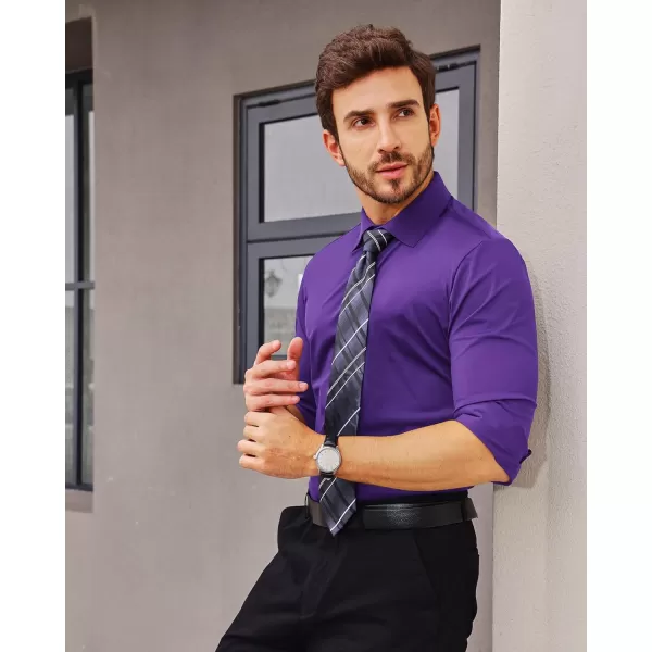Alimens &amp; Gentle Men's Dress Shirts 16-Way Stretch Slim Fit Long Sleeve Button Down Shirts Wrinkle Free Traveler Shirts