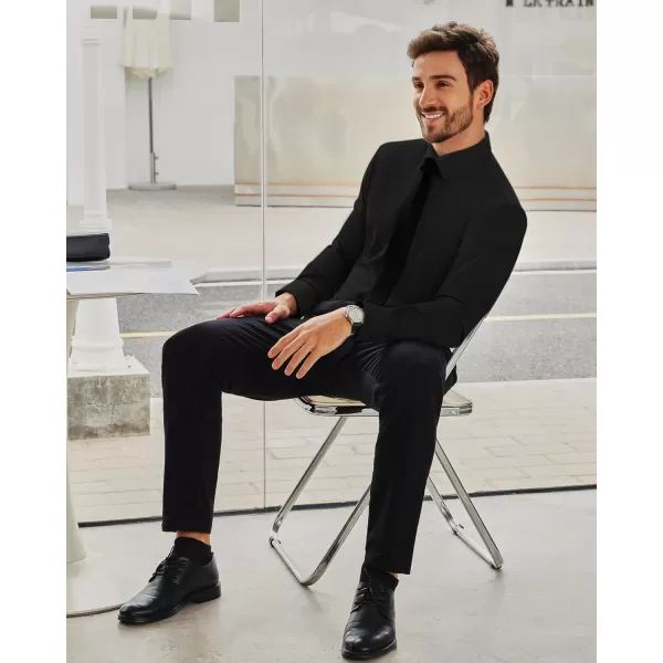 Alimens &amp; Gentle Men's Dress Shirts 16-Way Stretch Slim Fit Long Sleeve Button Down Shirts Wrinkle Free Traveler Shirts