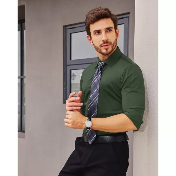 Alimens &amp; Gentle Men's Dress Shirts 16-Way Stretch Slim Fit Long Sleeve Button Down Shirts Wrinkle Free Traveler Shirts