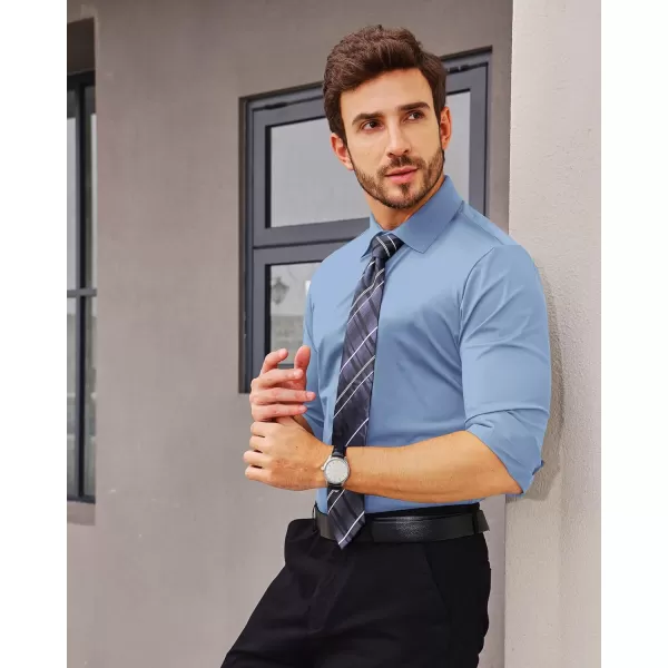 Alimens &amp; Gentle Men's Dress Shirts 16-Way Stretch Slim Fit Long Sleeve Button Down Shirts Wrinkle Free Traveler Shirts