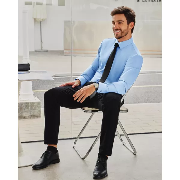 Alimens &amp; Gentle Men's Dress Shirts 16-Way Stretch Slim Fit Long Sleeve Button Down Shirts Wrinkle Free Traveler Shirts