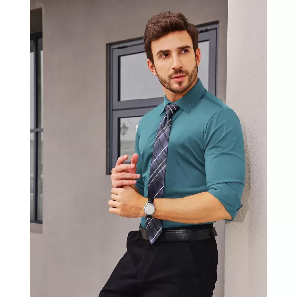 Alimens &amp; Gentle Men's Dress Shirts 16-Way Stretch Slim Fit Long Sleeve Button Down Shirts Wrinkle Free Traveler Shirts