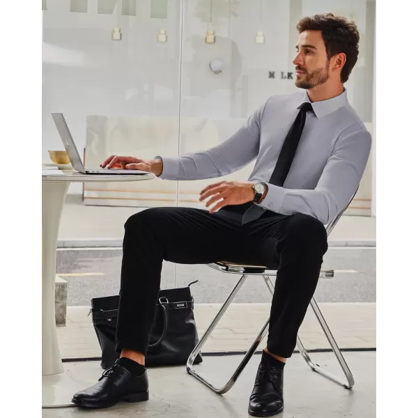 Alimens &amp; Gentle Men's Dress Shirts 16-Way Stretch Slim Fit Long Sleeve Button Down Shirts Wrinkle Free Traveler Shirts