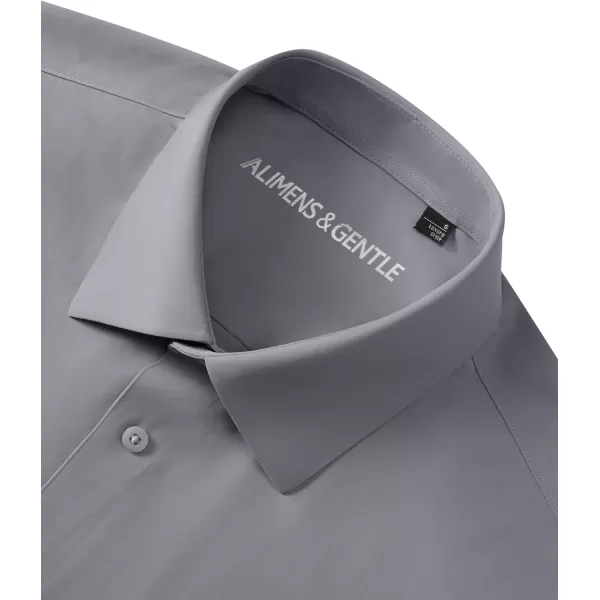 Alimens &amp; Gentle Men's Dress Shirts 16-Way Stretch Slim Fit Long Sleeve Button Down Shirts Wrinkle Free Traveler Shirts
